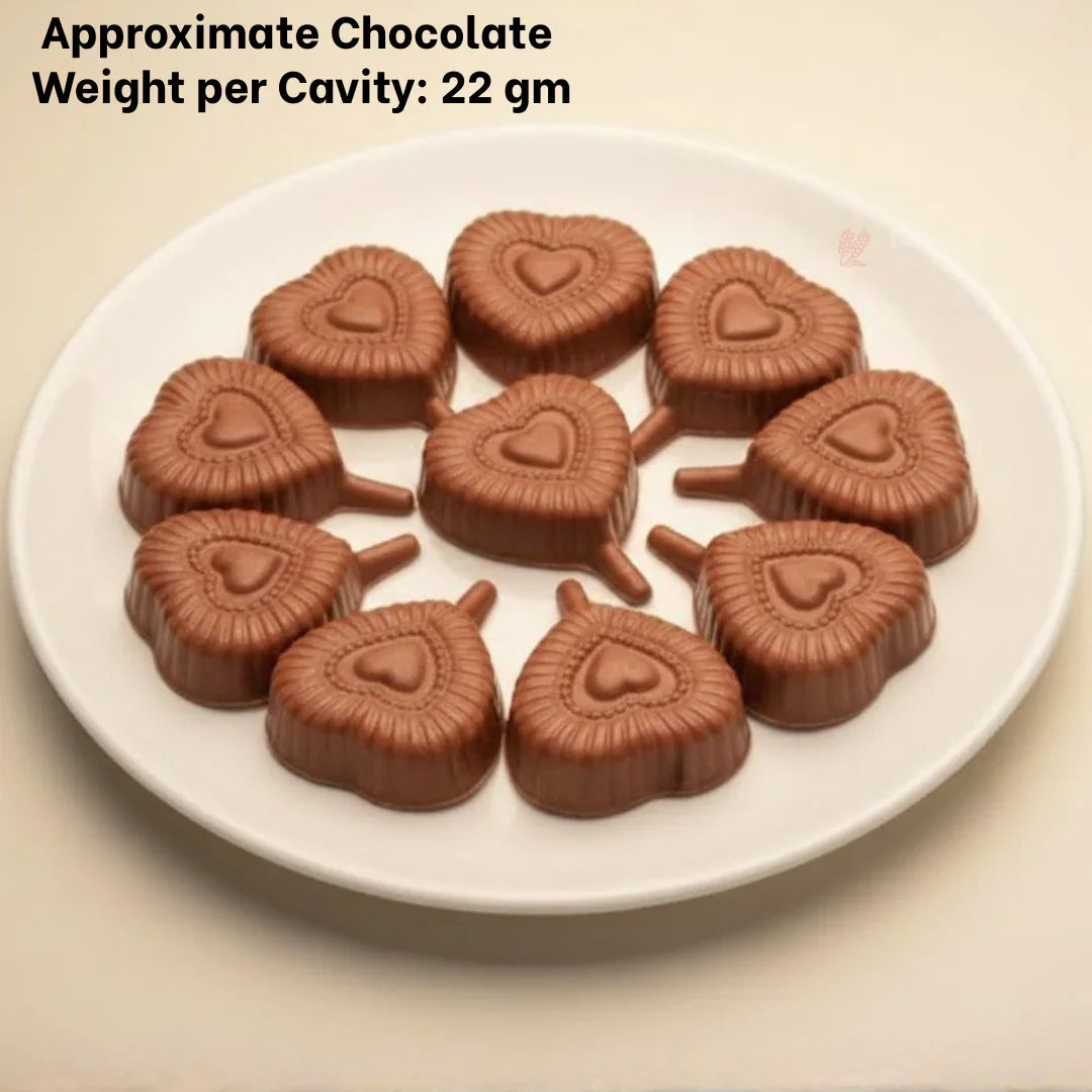 Mould 216 | Heart Shape Chocolate Mould with Ribbed Texture | 6 Cavity Clear Plastic Chocolate Mould Tray | Pack of 1