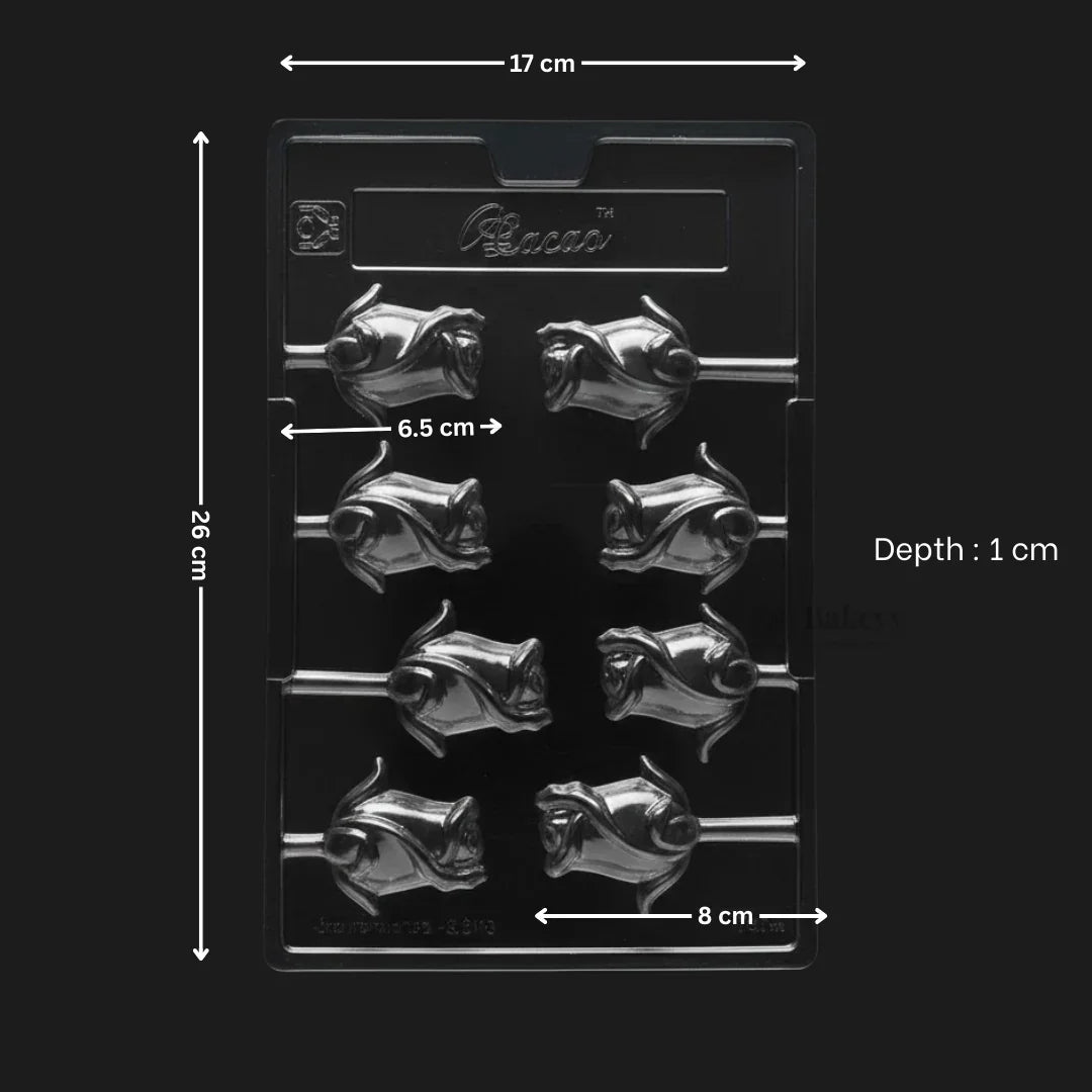 Mould 224 | Rose Bud Chocolate Mould | 3D Floral Chocolate Shape | 8 Cavity | Pack of 1
