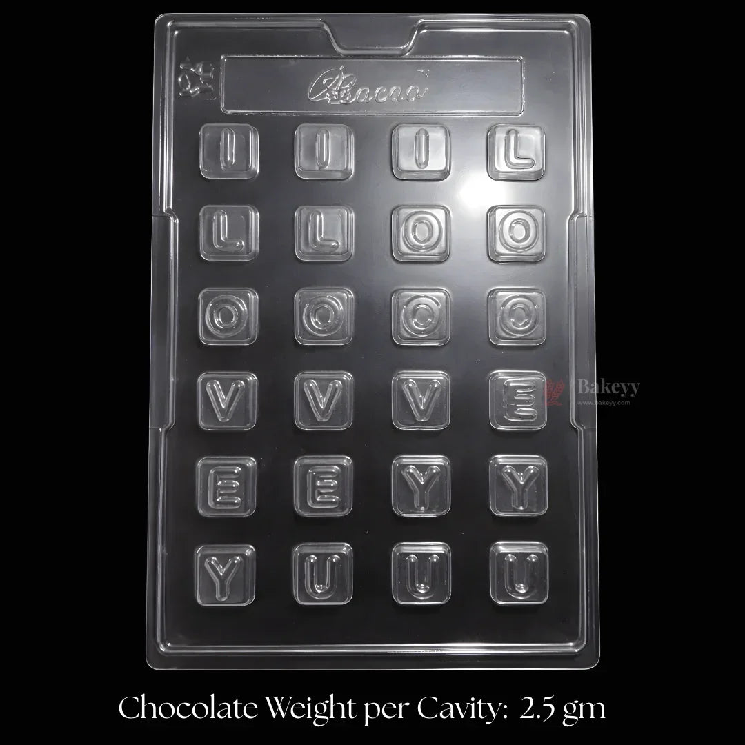 Mould 245 | I Love You Message Alphabet Chocolate Mould | 24 Cavity | Pack of 1 - Bakeyy.com - India - Mould 245 | I Love You Message Alphabet Chocolate Mould | 24 Cavity | Pack of 1 - Default Title 70.00
