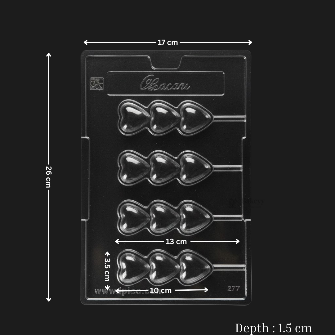Mould 277 | Heart Shape Chocolate Lollipop Mould | Baking Accessories | Party Favor Mould | Pack of 1
