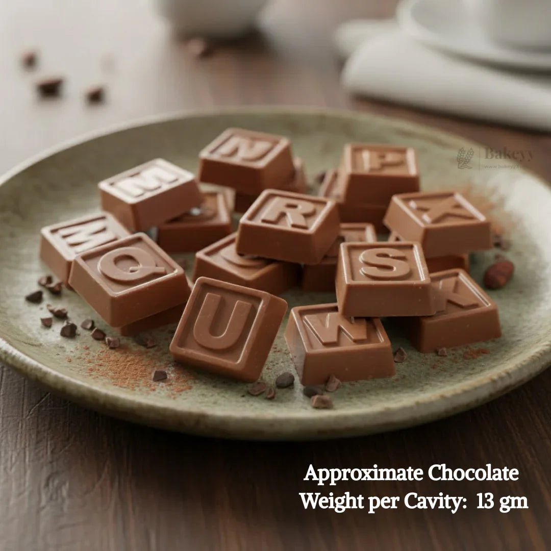 Mould 397 | Alphabet Chocolate Mould – Square Letter Design (M–X) | 12 Cavity | Pack of 1