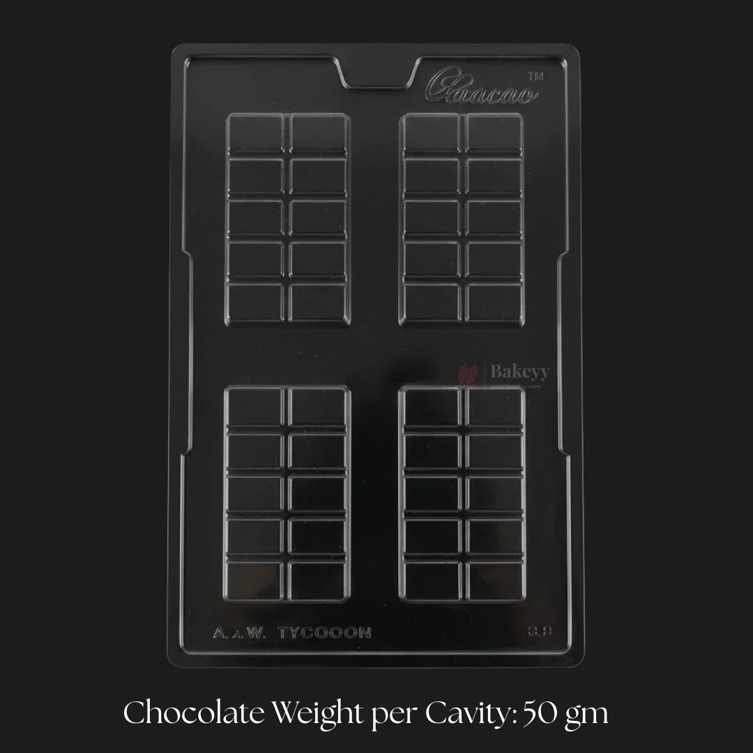 Mould 504 | Classic Segmented Chocolate Bar Mould | 4 Cavity | Pack of 1