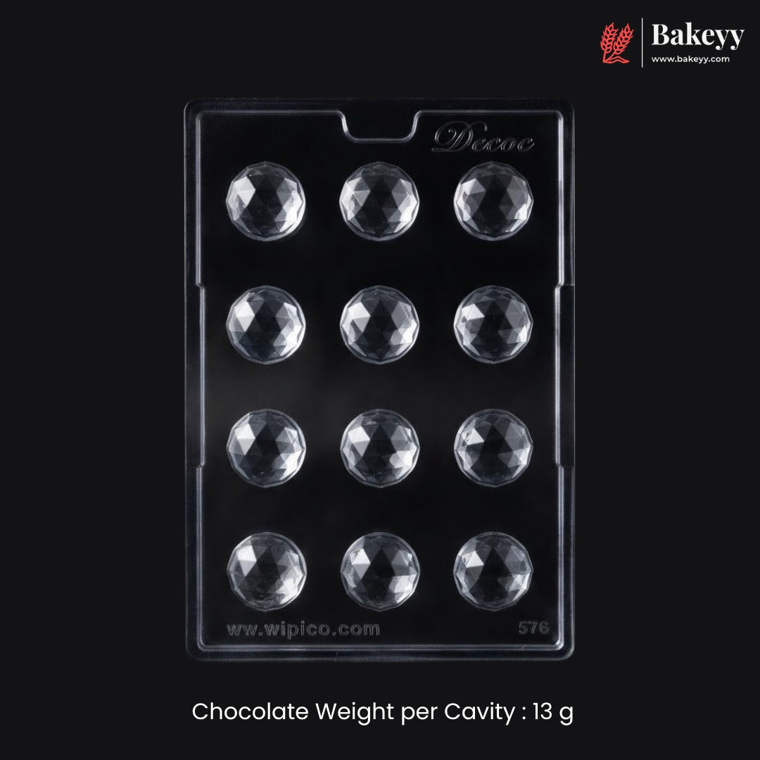 Mould 576 | 12-Cavity Diamond Dome Chocolate Mould | Pack of 1