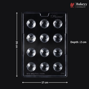 Mould 576 | 12-Cavity Diamond Dome Chocolate Mould | Pack of 1