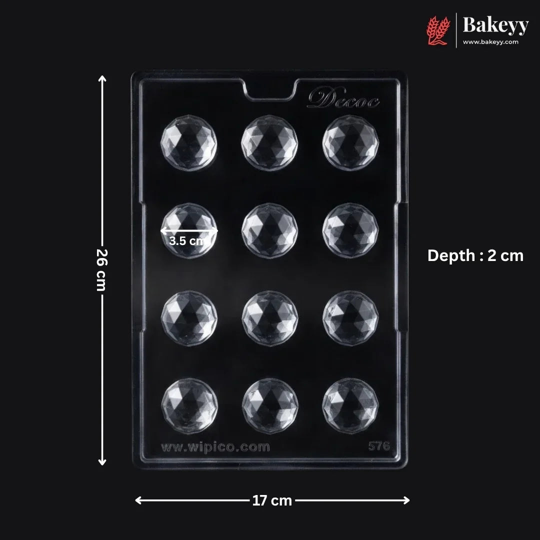 Mould_576_12-Cavity_Diamond_Dome_Chocolate_Mould_Pack_of_1_1 - Bakeyy.com IN