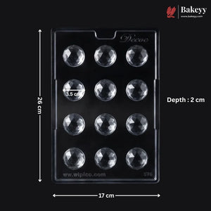 Mould_576_12-Cavity_Diamond_Dome_Chocolate_Mould_Pack_of_1_1 - Bakeyy.com IN