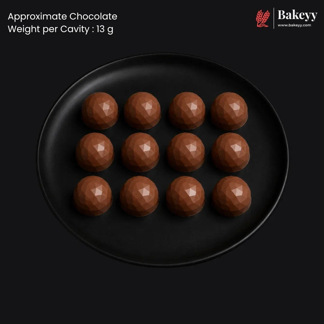 Mould_576_12-Cavity_Diamond_Dome_Chocolate_Mould_Pack_of_1_2 - Bakeyy.com IN