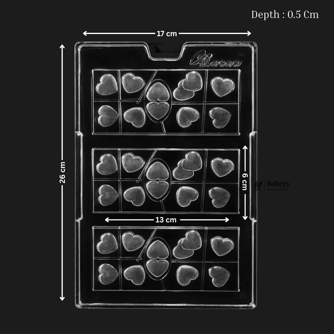 Mould 620 |Chocolate Heart Assorted Mould | 3 Cavity | Pack of 1
