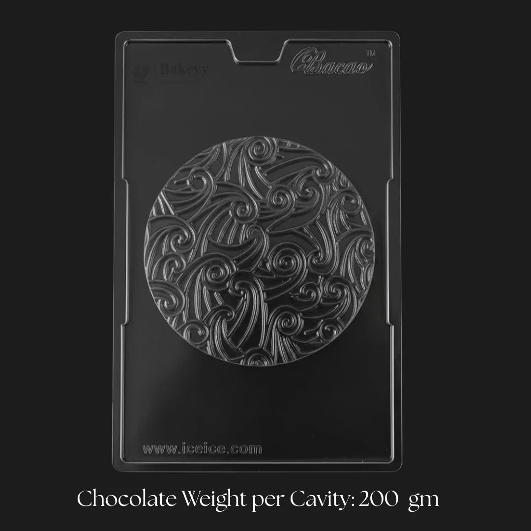 Mould 630 | Florentine Swirl Chocolate Disc Mould | Large Round Designer Chocolate Mould | Pack of 1 - Bakeyy.com - India - Mould 630 | Florentine Swirl Chocolate Disc Mould | Large Round Designer Chocolate Mould | Pack of 1 - Default Title 70.00