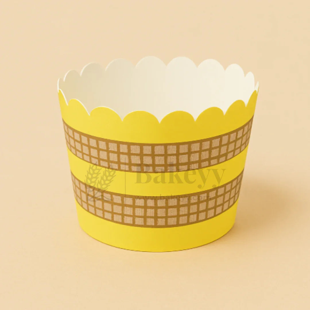 6cm | Yellow and Brown Flower Muffin Cup | Pack of 50