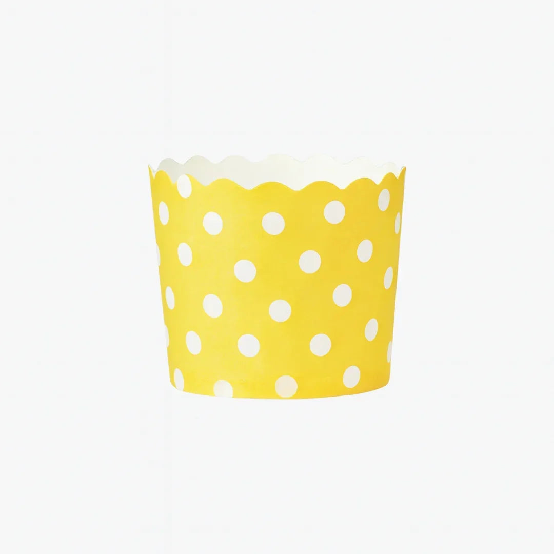Polka Dots Flower Muffin Cup | Pack of 50 - Bakeyy.com - India - Polka Dots Flower Muffin Cup | Pack of 50 - Yellow / 5 cm