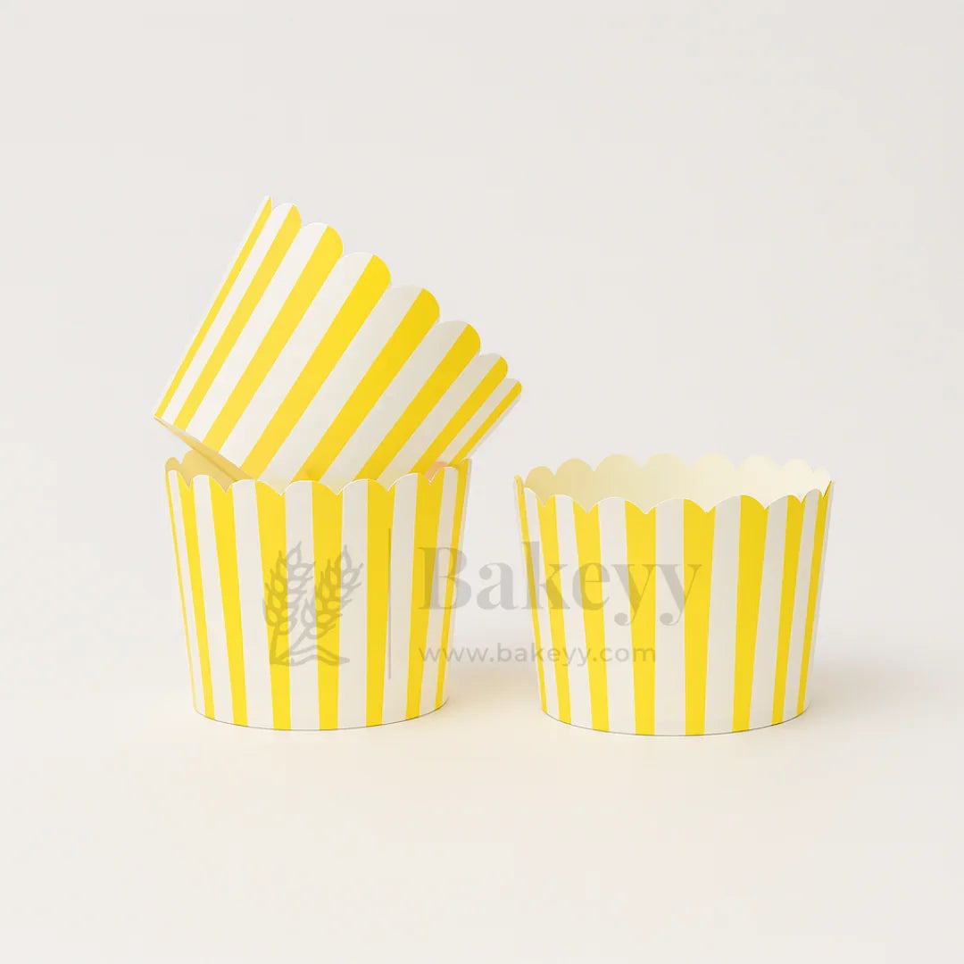 6cm | Yellow White Striped Flower Muffin Cup | Pack of 50