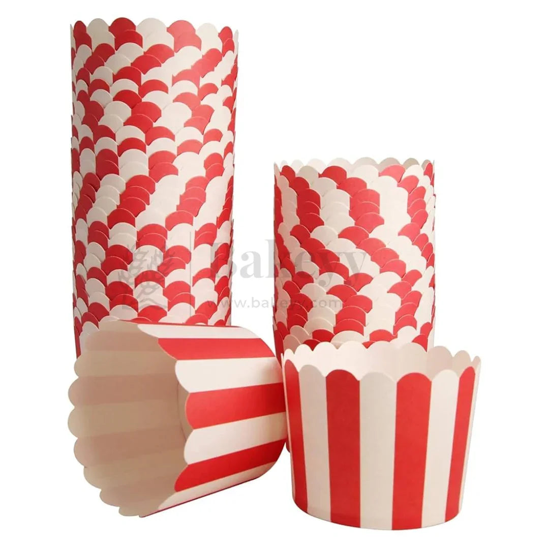 6cm | Red White Striped Flower Muffin Cup | Pack of 50