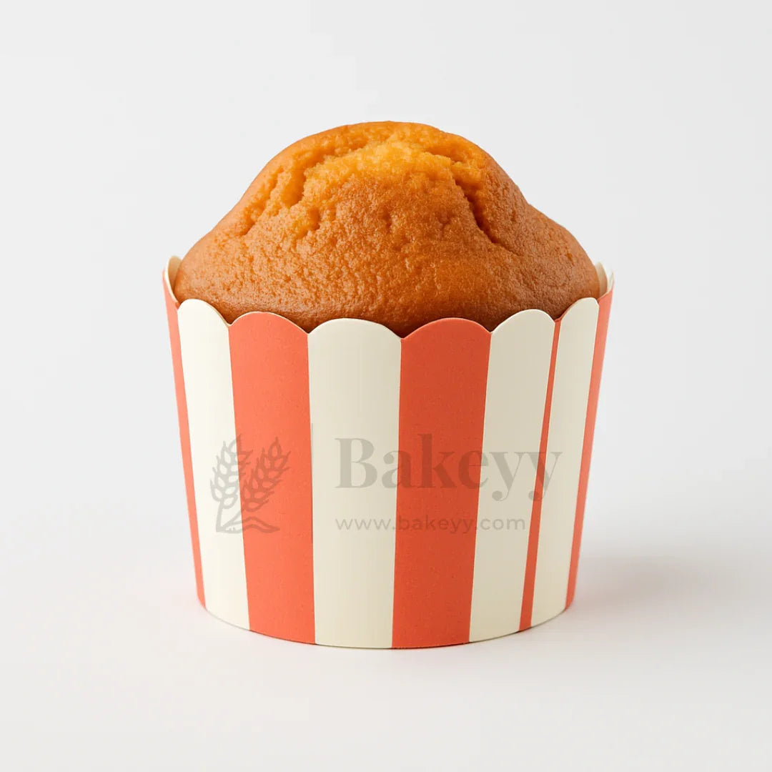 6cm | Red White Striped Flower Muffin Cup | Pack of 50