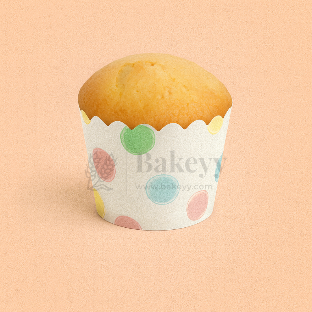 White Bubble Print Flower Muffin Cup | Pack of 50