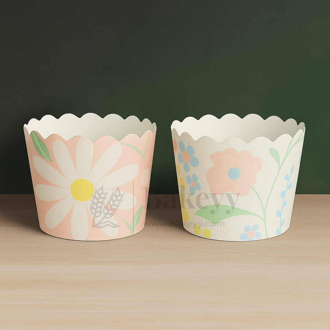 Pastel Floral Muffin Cup | Pack of 50