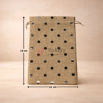 Natural_Jute_With_Silver_Dots_Premium_Colour_Jute_Potli_Bags_Pack_Of_10_2 - Bakeyy.com