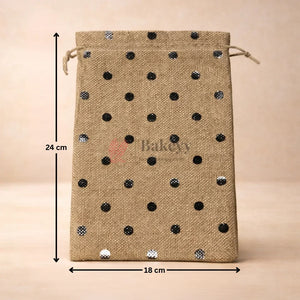 Natural_Jute_With_Silver_Dots_Premium_Colour_Jute_Potli_Bags_Pack_Of_10_4 - Bakeyy.com