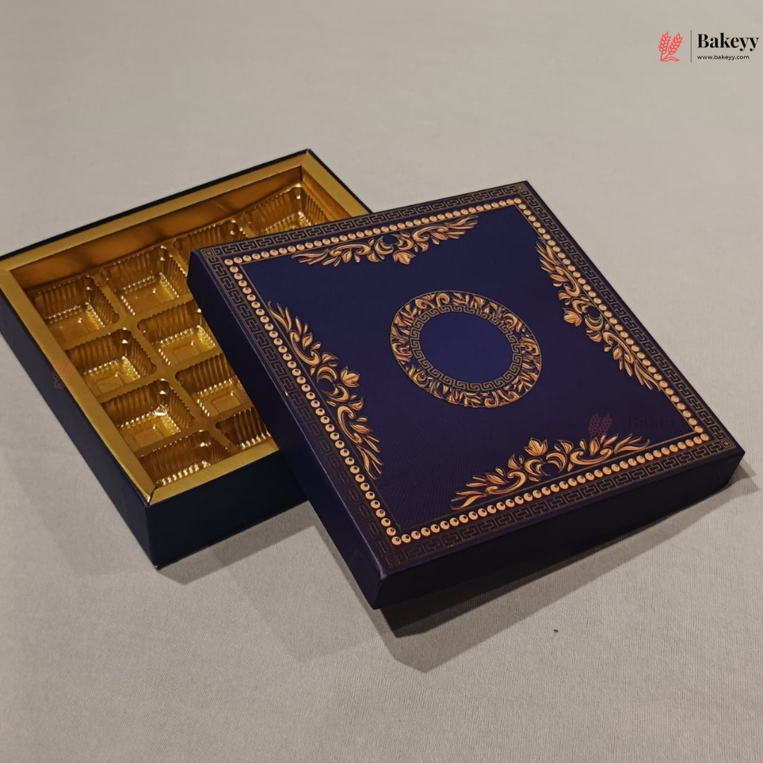 Navy Blue & Gold Printed Sweet & Chocolate Gift Box | With & Without Cavity | Multiple Capacities
