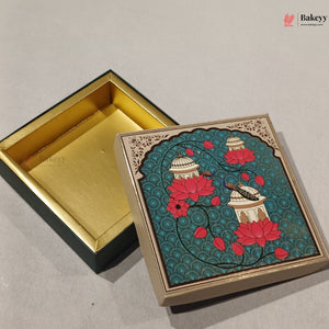Teal Lotus & Dome Printed Sweet & Chocolate Gift Box | With & Without Cavity | Multiple Capacities