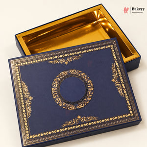Navy Blue & Gold Printed Sweet & Chocolate Gift Box | With & Without Cavity | Multiple Capacities| Pack of 4