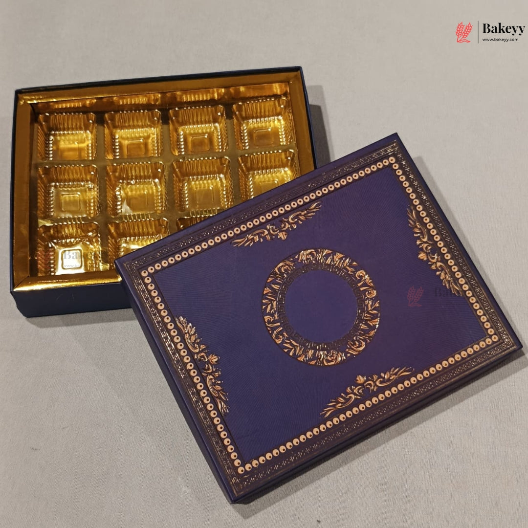 Navy Blue & Gold Printed Sweet & Chocolate Gift Box | With & Without Cavity | Multiple Capacities