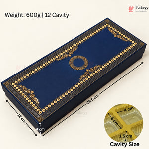 Navy Blue & Gold Printed Sweet & Chocolate Gift Box | With & Without Cavity | Multiple Capacities| Pack of 4