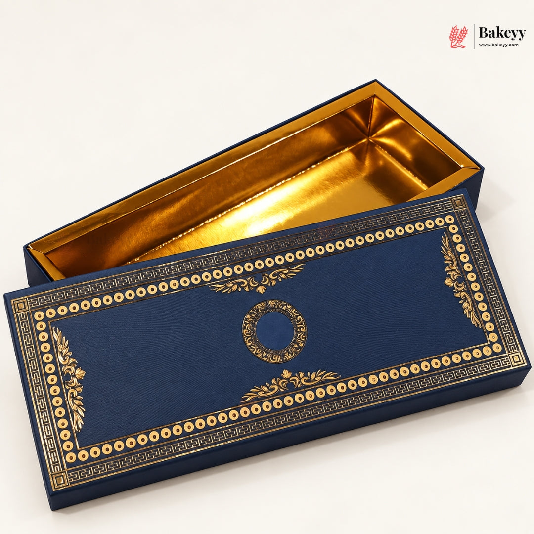Navy Blue & Gold Printed Sweet & Chocolate Gift Box | With & Without Cavity | Multiple Capacities| Pack of 4