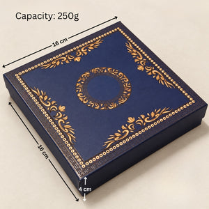 Navy Blue & Gold Printed Sweet Gift Box | Multiple Capacities | Pack of 4