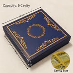 Navy Blue & Gold Printed Chocolate Gift Box with Cavity | Multiple Capacities | Pack of 4