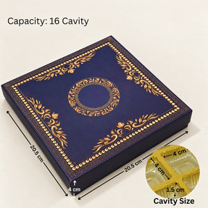 Navy Blue & Gold Printed Chocolate Gift Box with Cavity | Multiple Capacities | Pack of 4