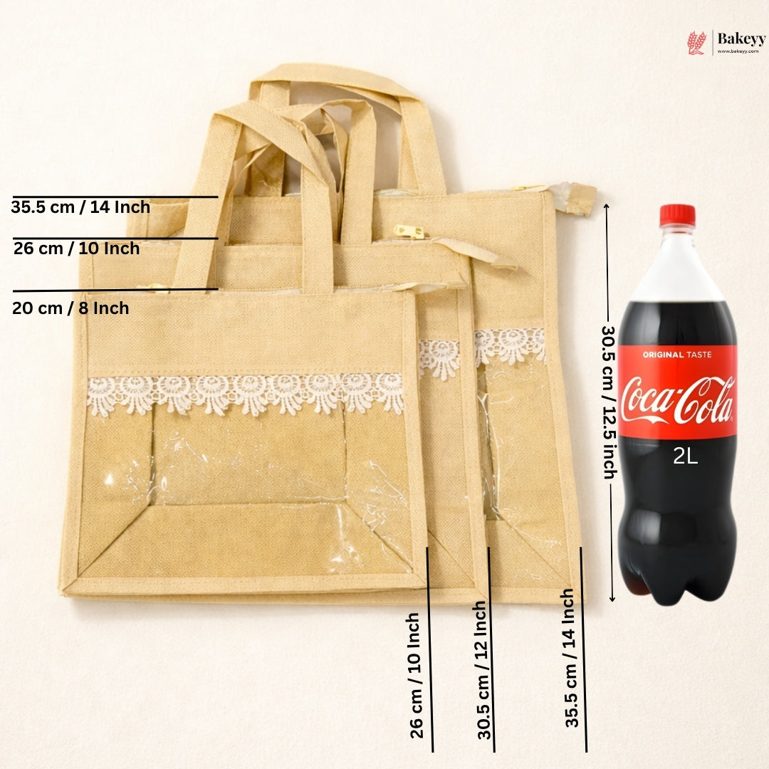 Non-Woven Window Bag with Zip Closure | Transparent Front Gift & Packaging Bag | Multiple Sizes | Pack of 12