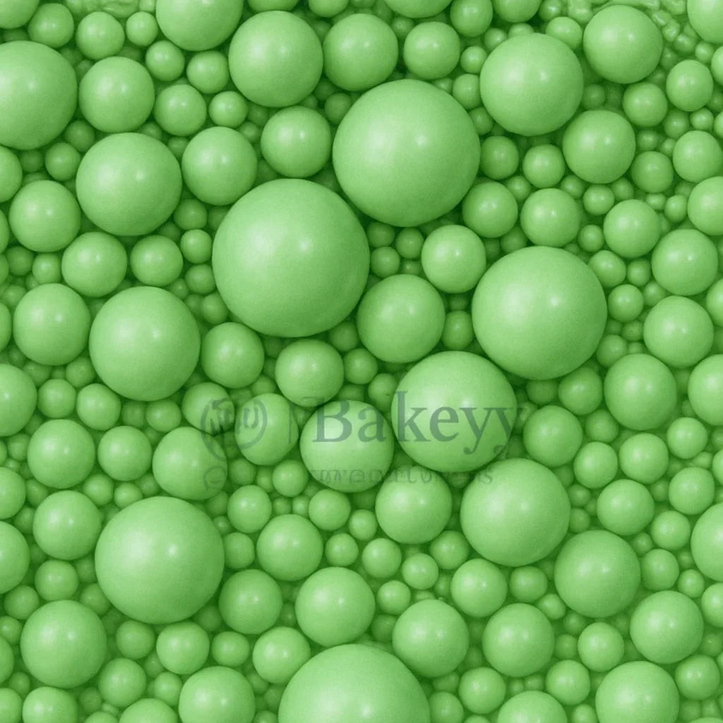 Edible Sugar Pearls - 7 Sizes Mix | Edible Cake & Dessert Decorations | Metallic Finish | 200 gm - Bakeyy.com - India - Edible Sugar Pearls - 7 Sizes Mix | Edible Cake & Dessert Decorations | Metallic Finish | 200 gm - Light Green 120.00
