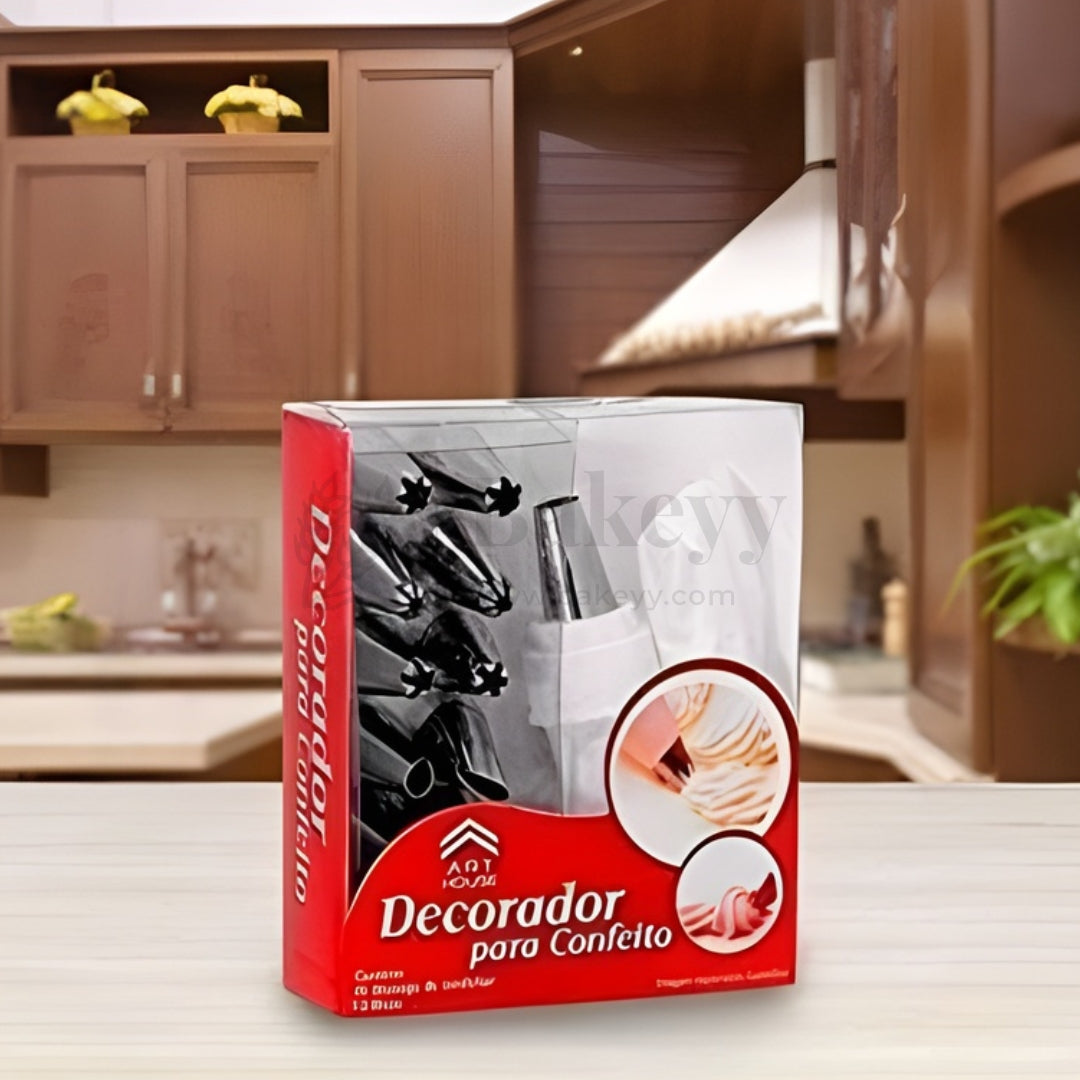 13 Piece Cake Decorating Nozzle Set | Reusable Frosting Piping Bag with Steel Nozzles