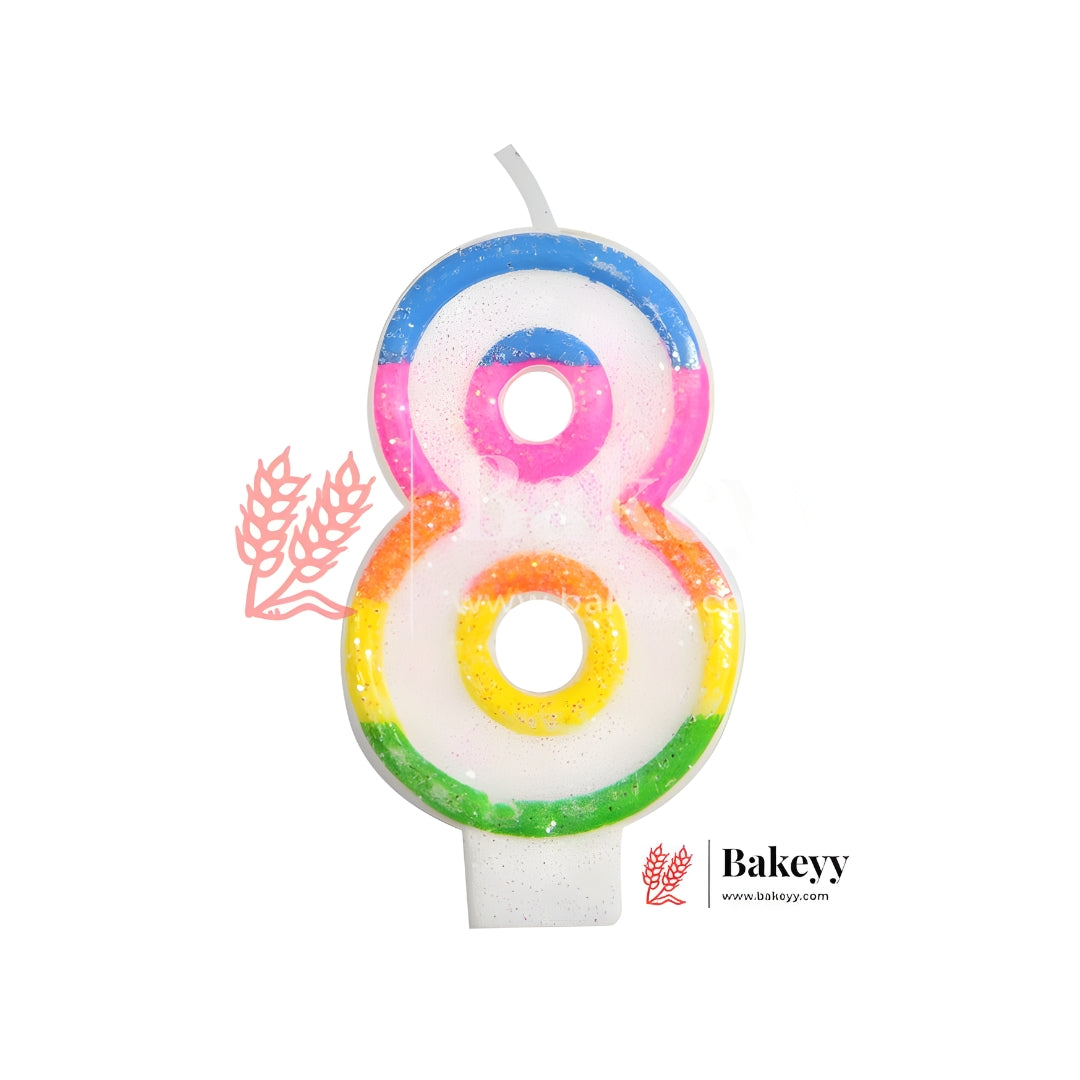 Number Rainbow Candle | For Birthday, Wedding Party & Cake Decoration | Pack of 1