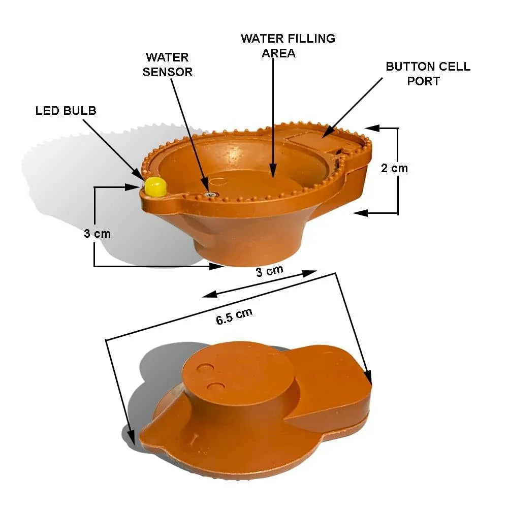 Modern Diwali Lighting: Water-Activated LED Diya for Festive Brilliance (Pack Of 6)