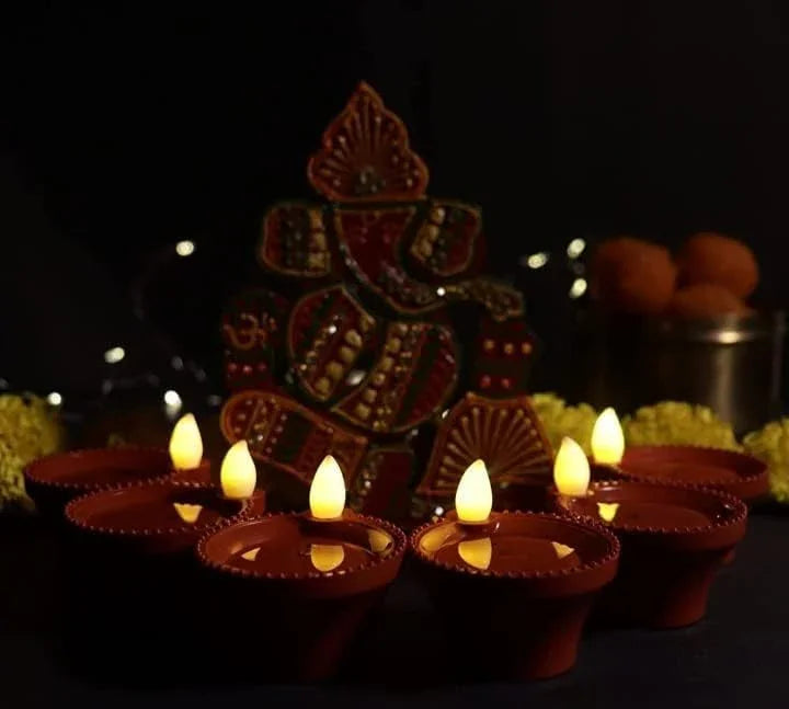 Modern Diwali Lighting: Water-Activated LED Diya for Festive Brilliance (Pack Of 6)