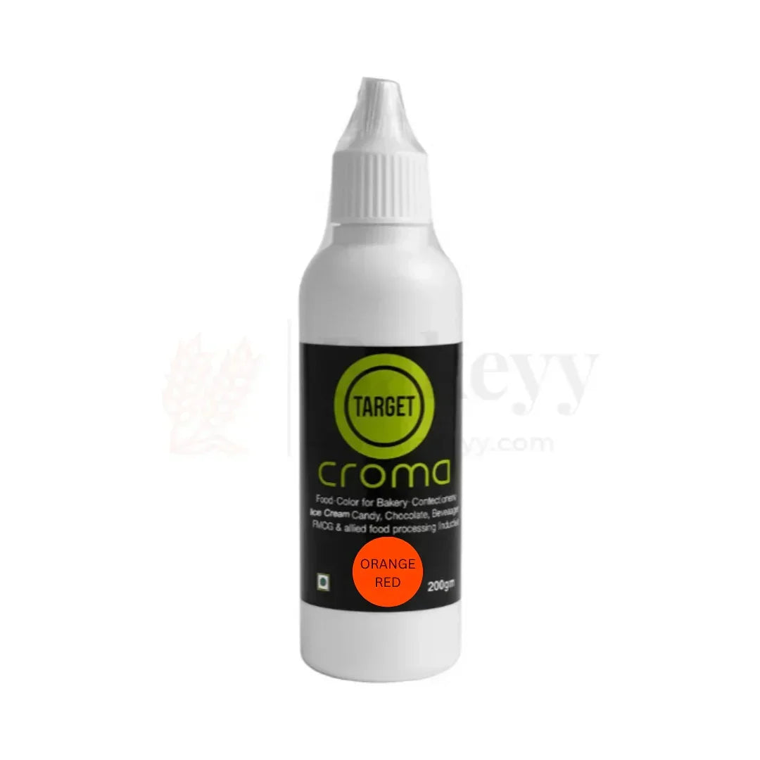 Target Croma Food Color – 200g Bottle for Bakery, Confectionery & Beverages - Bakeyy.com - India - Target Croma Food Color – 200g Bottle for Bakery, Confectionery & Beverages - Orange Red 225.00