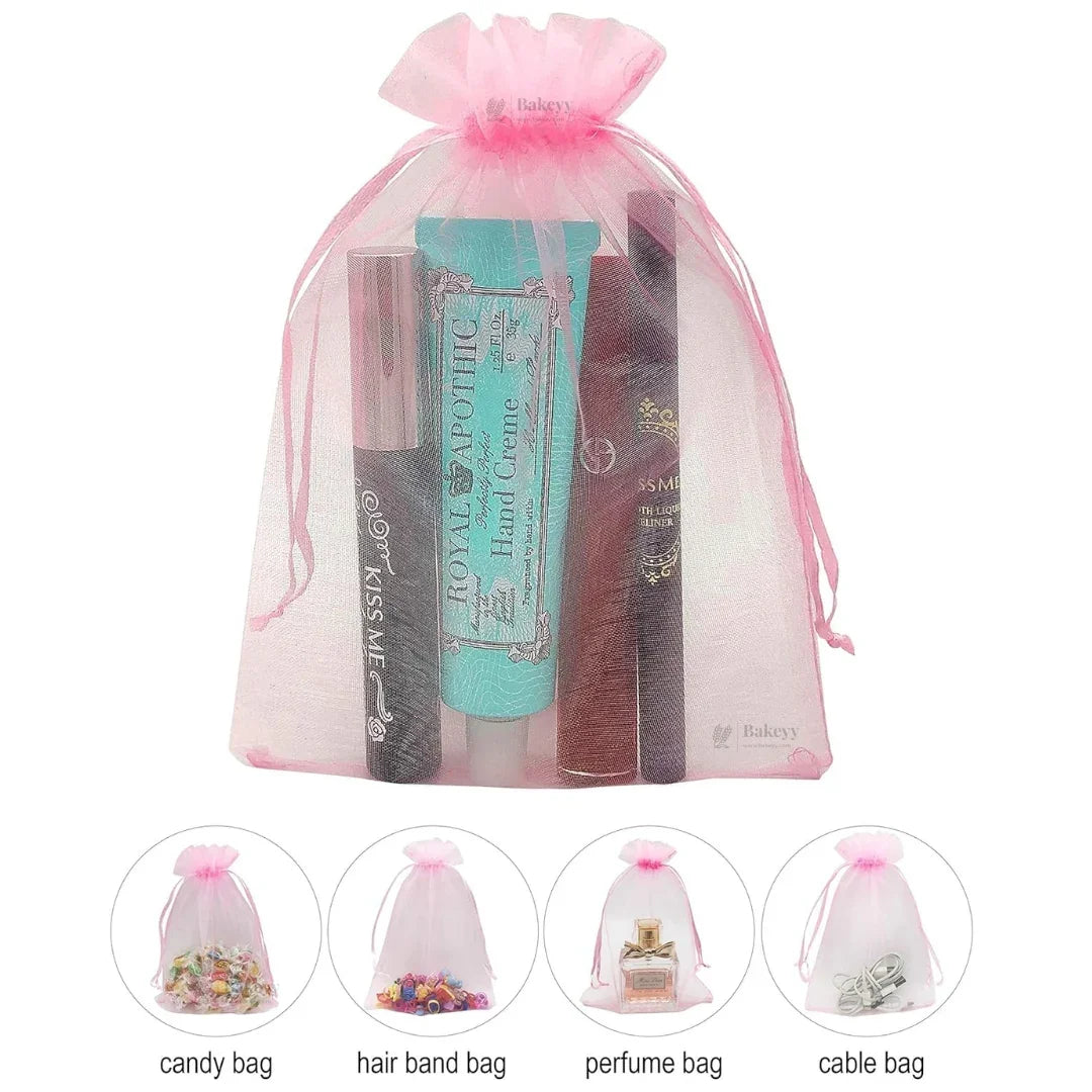 Organza Potli Bags | Drawstring Bags | Light Pink Color