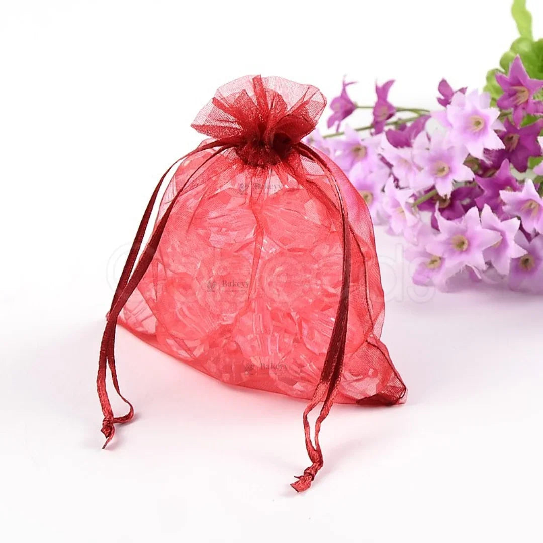 Organza Potli Bags | Drawstring Bags | Red Color