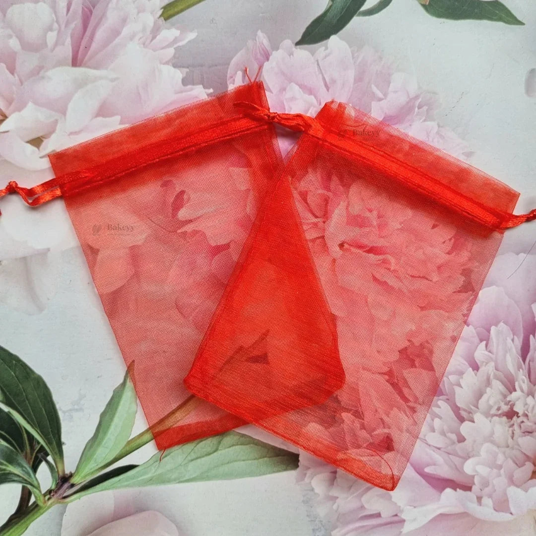 Organza Potli Bags | Drawstring Bags | Red Color