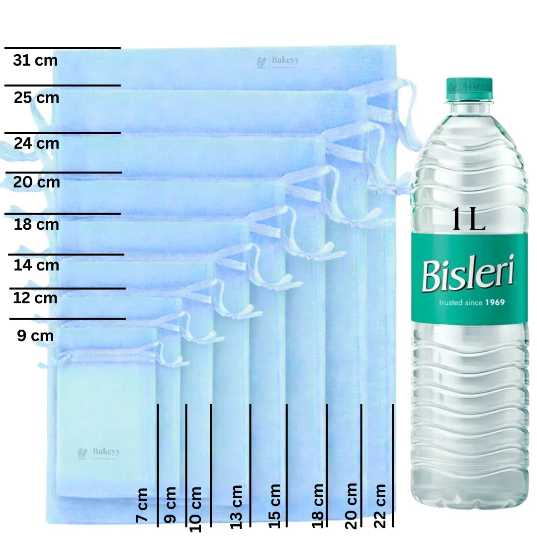 Organza Potli Bags | Drawstring Bags | Sky Blue Color