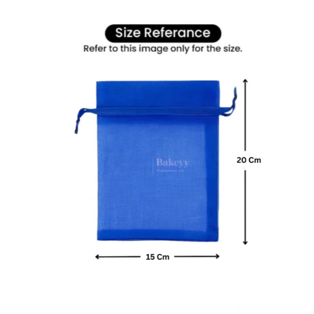 Organza Potli Bag - Bakeyy.com - India - Organza Potli Bag - Royal Blue / 15x 20 Cm-Pack of 50