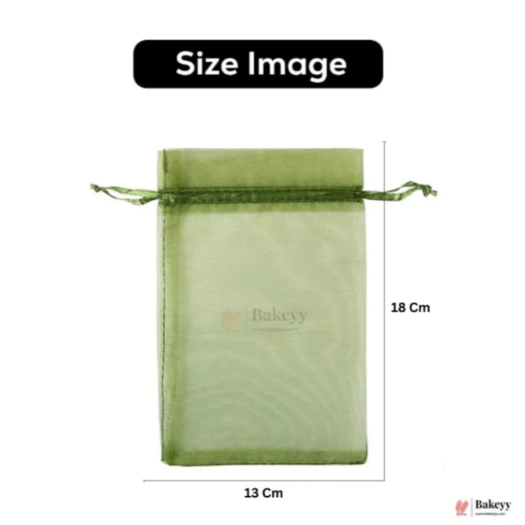 Organza Potli Bag - Bakeyy.com - India - Organza Potli Bag - Olive Green / 13x 18 Cm-Pack of 99
