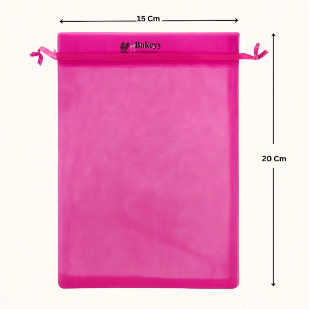 Organza Potli Bag - Bakeyy.com - India - Organza Potli Bag - Dark Pink / 15x 20 Cm-Pack of 50