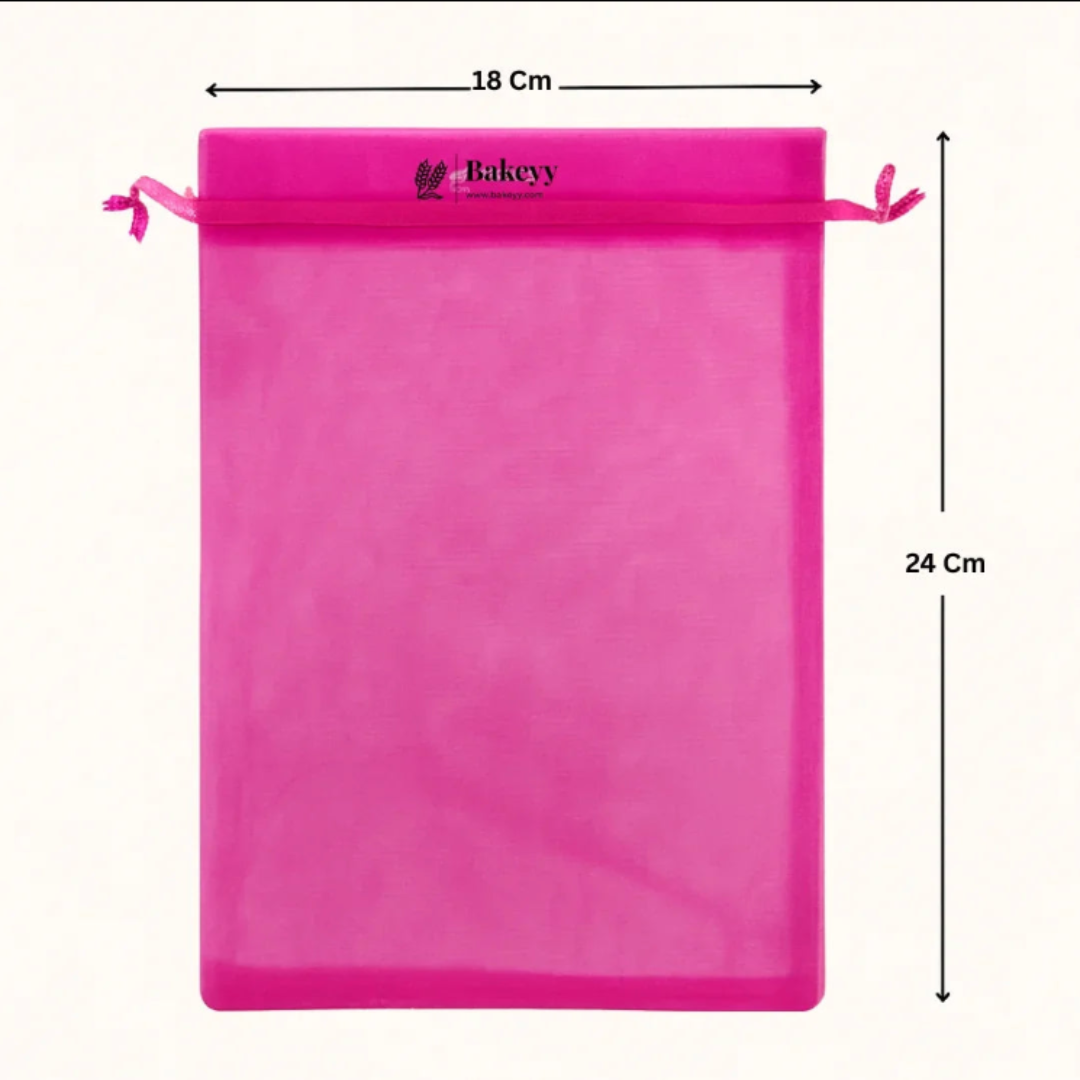 Organza Potli Bag - Bakeyy.com - India - Organza Potli Bag - Dark Pink / 18x24 Cm-Pack of 50