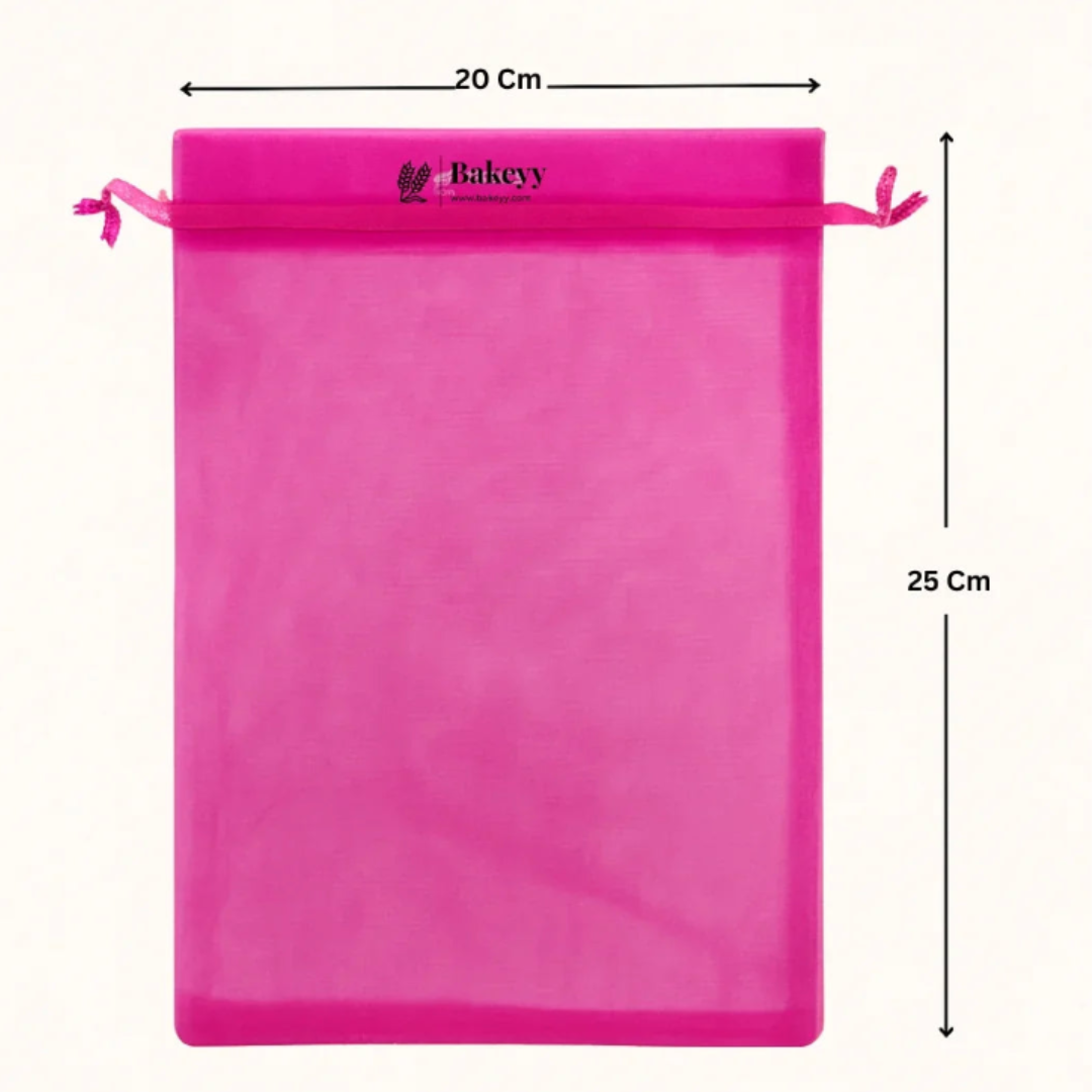 Organza Potli Bag - Bakeyy.com - India - Organza Potli Bag - Dark Pink / 20x25 Cm-Pack of 50