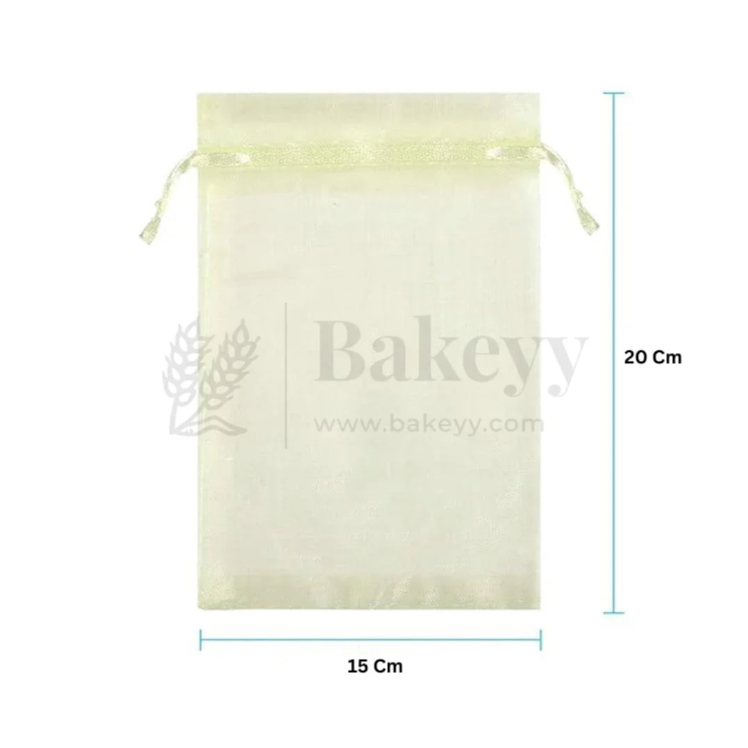 Organza Potli Bag - Bakeyy.com - India - Organza Potli Bag - Cream / 15x 20 Cm-Pack of 50