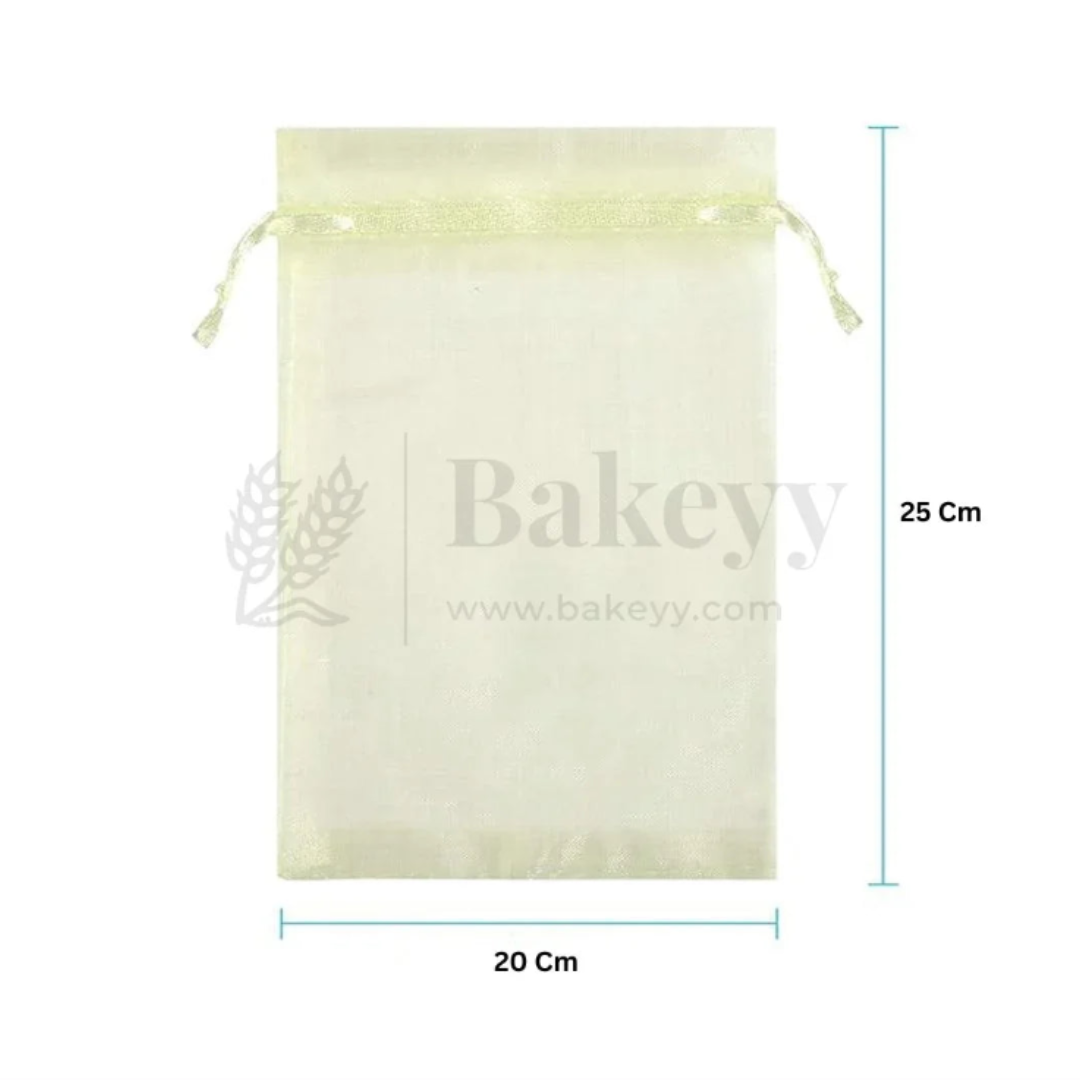 Organza Potli Bag - Bakeyy.com - India - Organza Potli Bag - Cream / 20x25 Cm-Pack of 50
