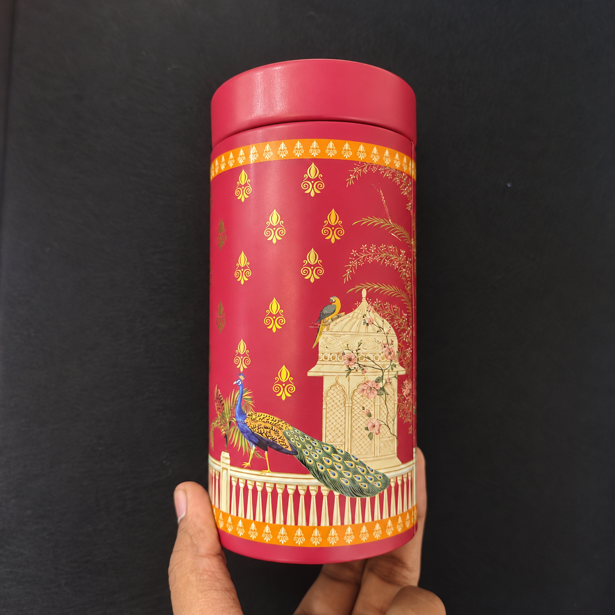 Traditional Printed Round Tin Jars | 2 Designs | Pack of 4